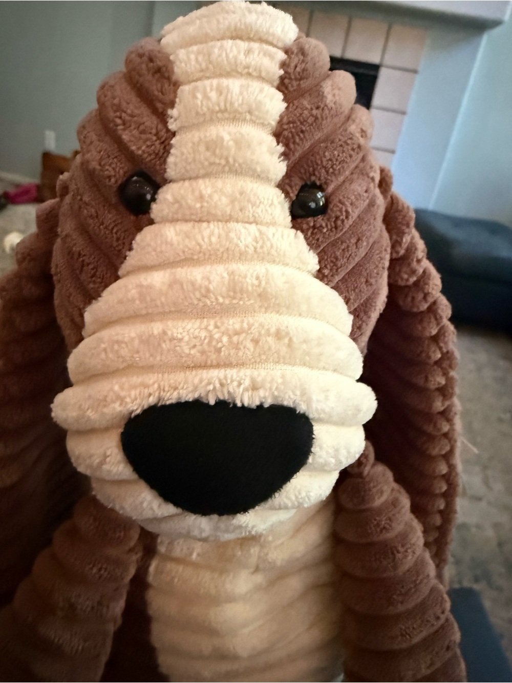 Jellycat Brown & Cream Cord Plush Dog Toy - Squeaky Hound Medium Cordy Roy Hound - Picture 2 of 6